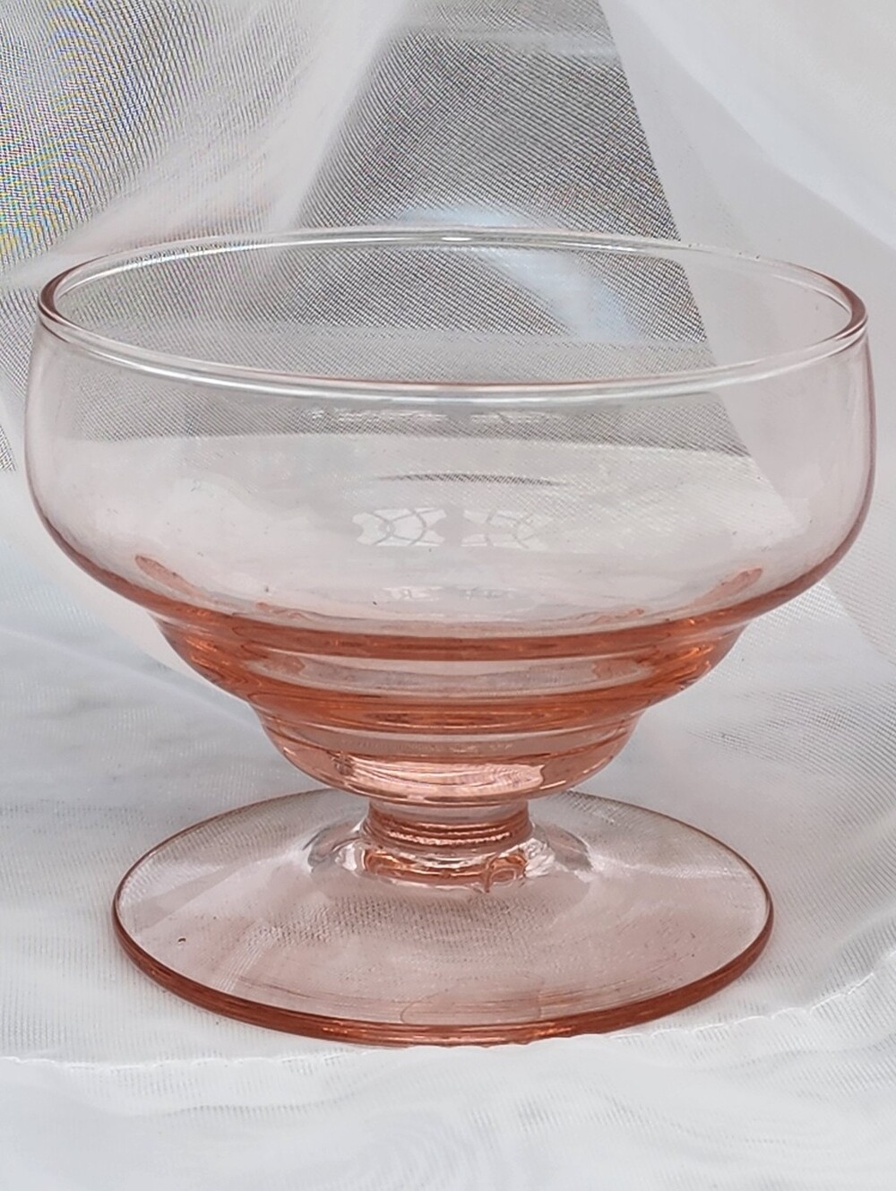 Delicate Pink Glass Pedestal Open Salt Dip, Cellar, Dish, Sherbet, Fruit 2.75"